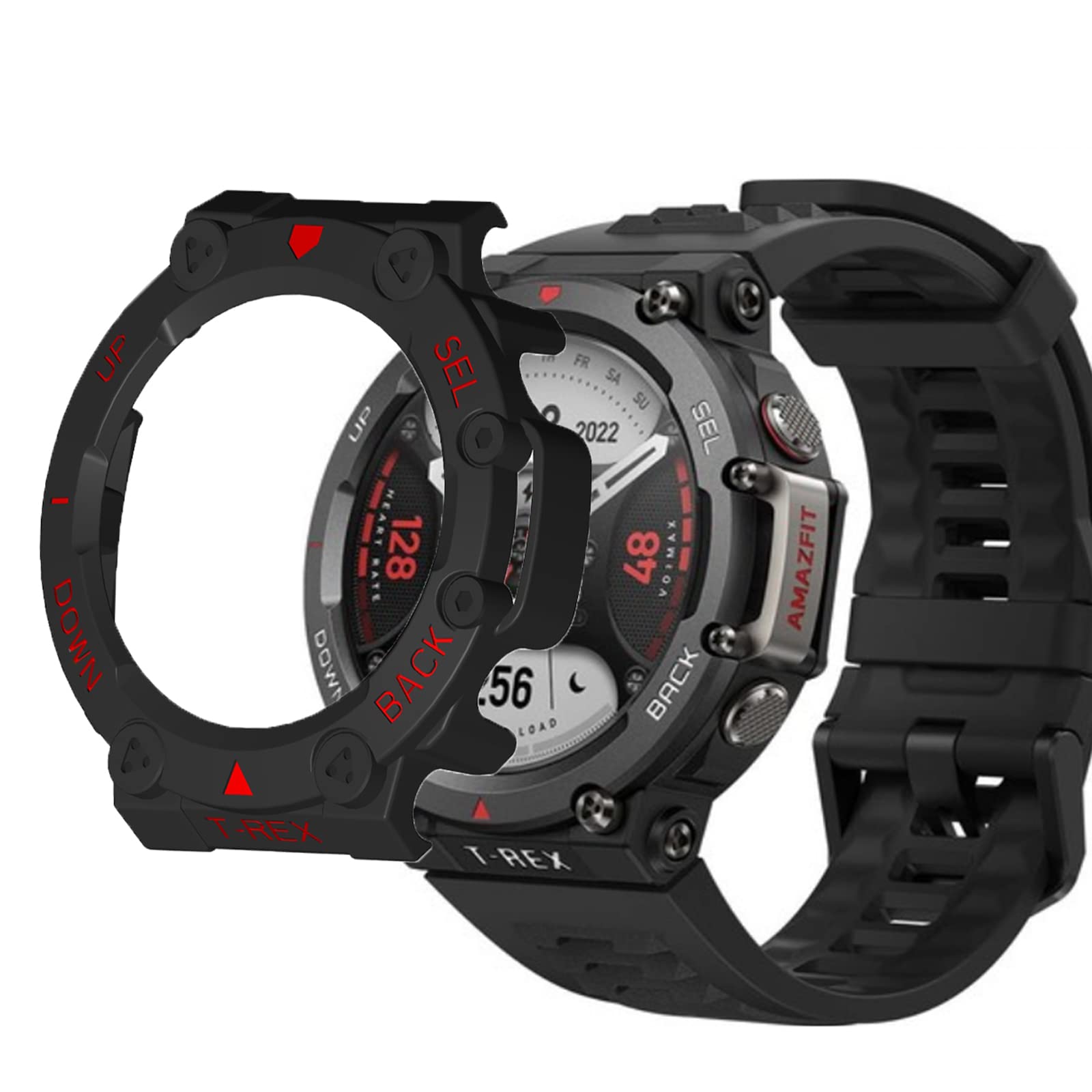 Compatible for Amazfit T-Rex 2 Case, onetuo Anti-Scratch Lightweight Shockproof Bumper Case Cover Compatible for Amazfit T-Rex 2 Smart Watch (Red)