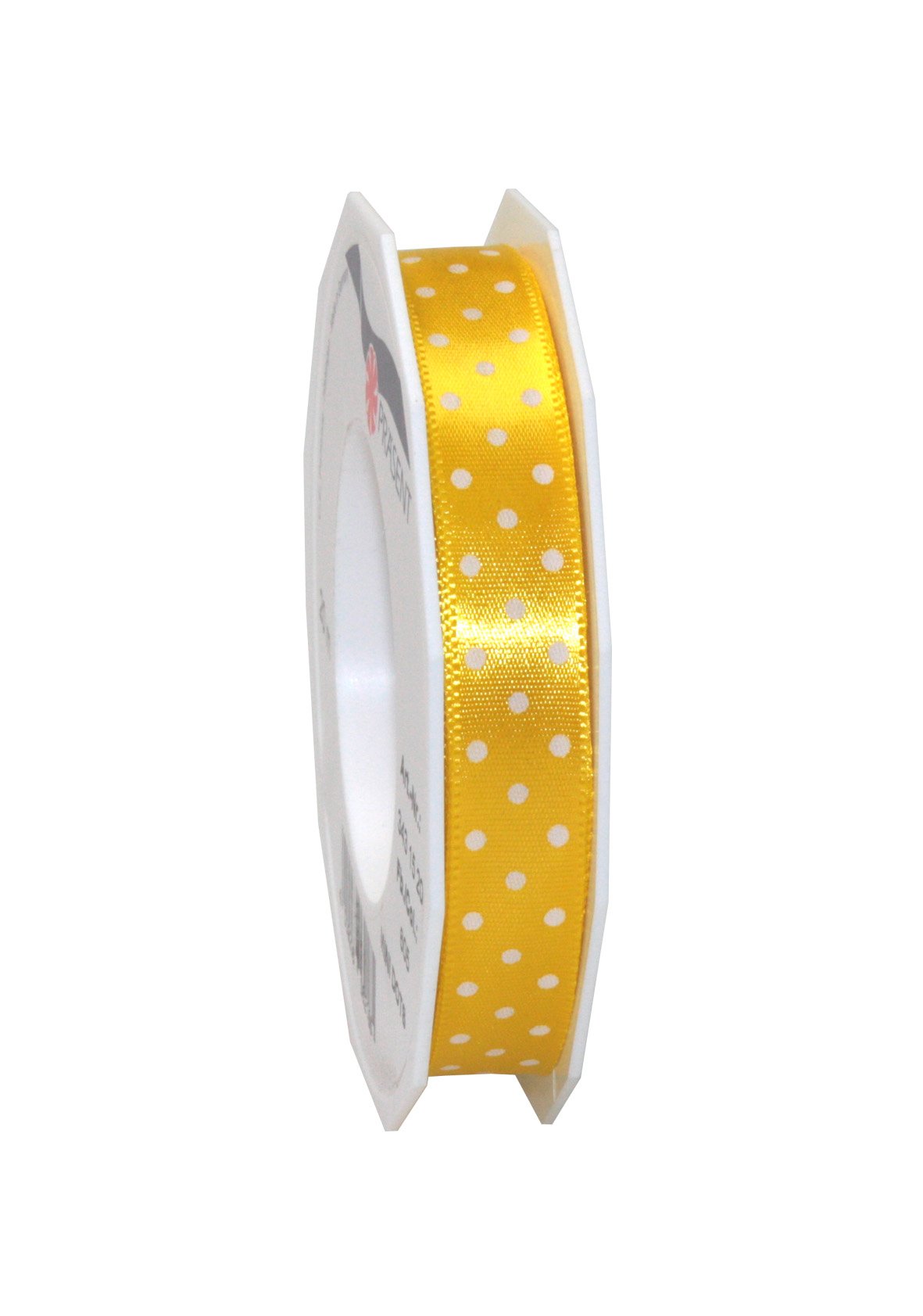 C.E. Pattberg Präsent - Mini Dots Printed Satin Ribbon Yellow 15 mm width, 20 m length — image 1