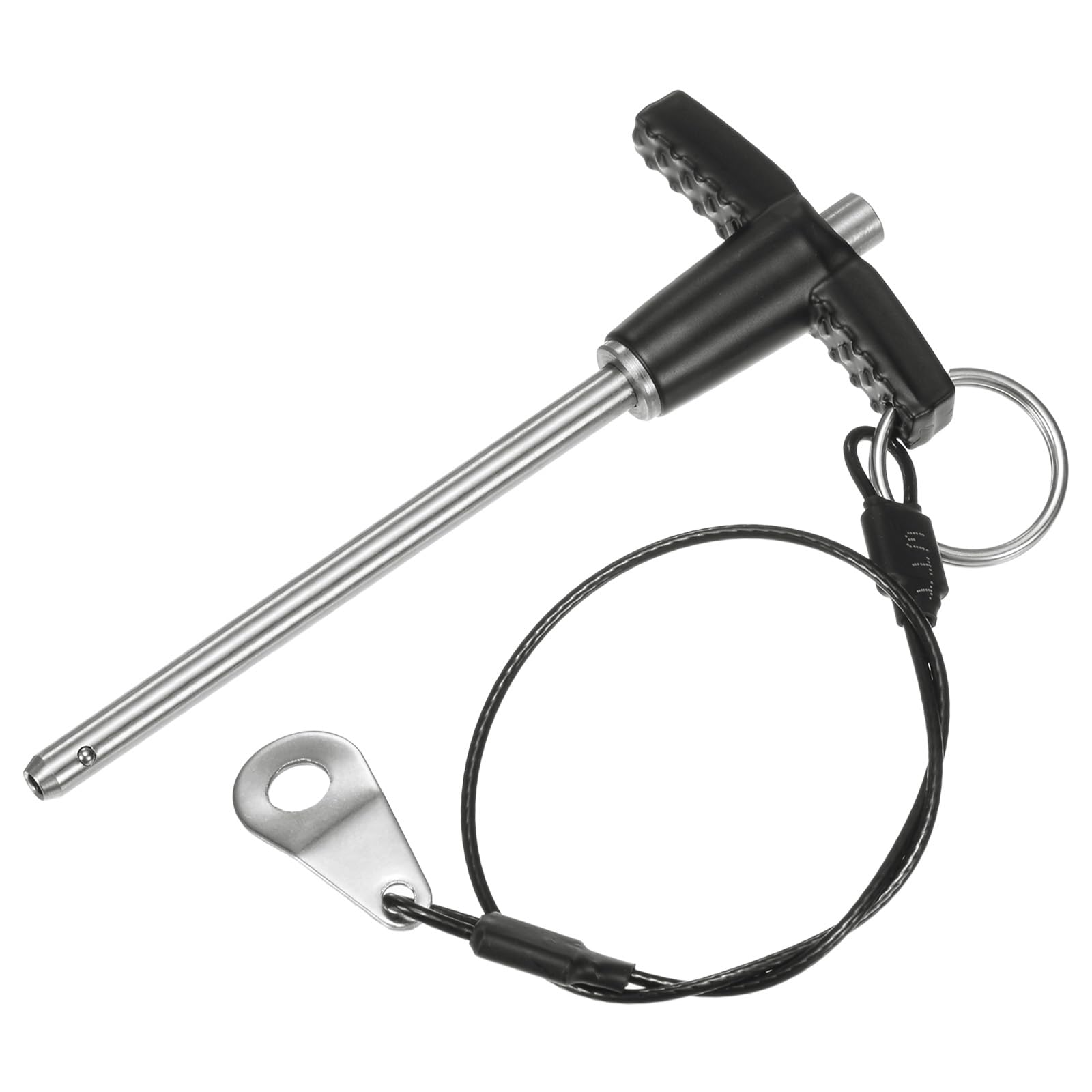 M METERXITY T Handle Lock Pin, 3/16"(5mm) Dia. 2-3/4"(70mm) Usage Length Push-Button Quick Release Locking Pins W Lanyard Cable for Speaker/Aviation/Gym/Machine [304 Stainless Steel]