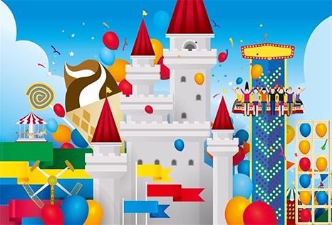 Lfeey 5x3ft Kids Amusement Park Backdrop Cartoon Amazon Co Uk