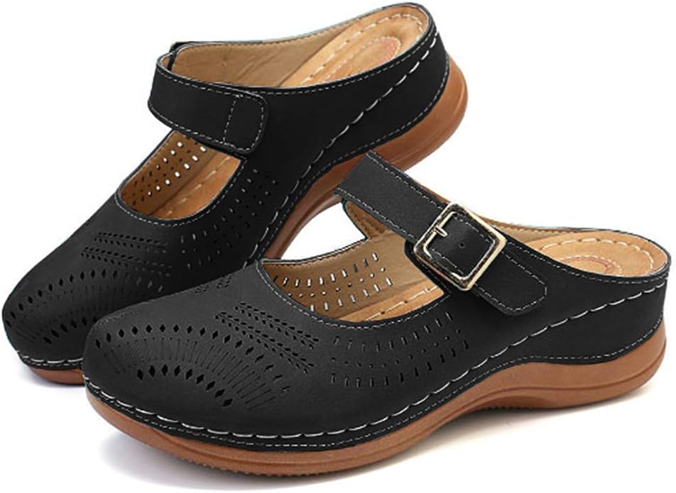 Sabots Compensés BOC Born Concept - Cuir Marron, Talons Mi-hauts, Pointure 7.5 Femme