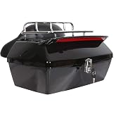 EGO Bike Motorcycle Luggage Trunk Tail Box Compatible with Cruiser | Universal Compatible with Harley-Davidson,Honda, Yamaha,Suzuki Cruiser Motorcycles with Tail Light &amp; Adjustable Backrest