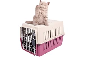 KARMAS PRODUCT Medium Plastic Cat & Dog Carrier Cage Portable Pet Box Airline Approved