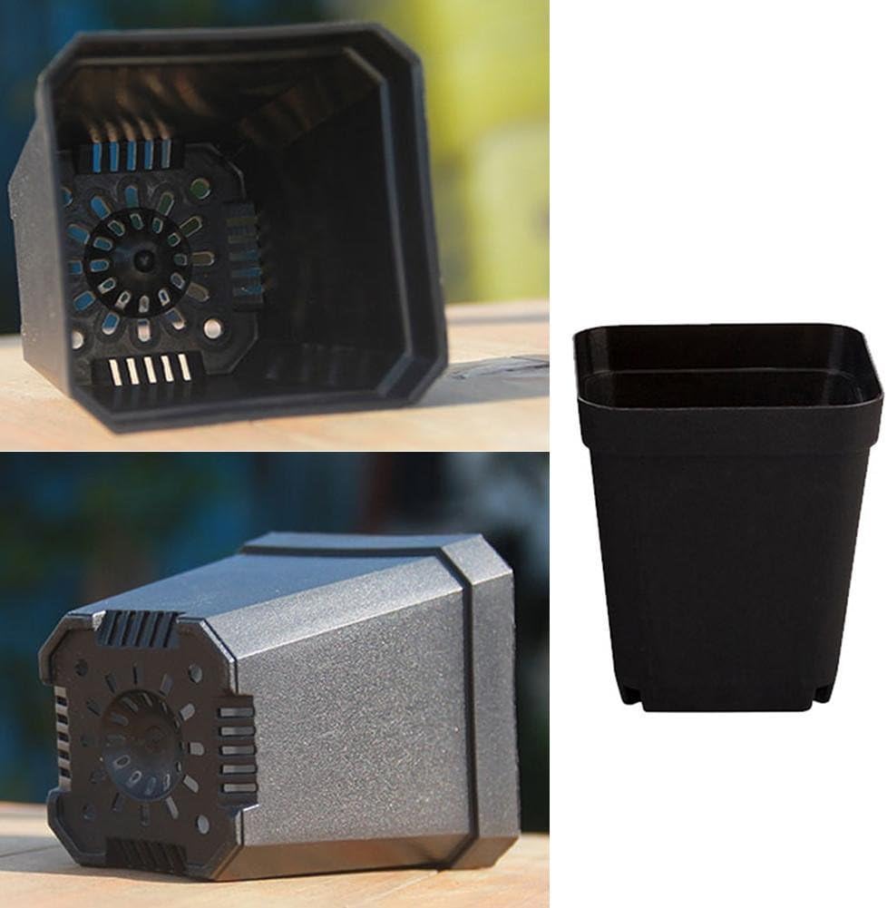 50Pcs 7x7cm Black Flower Pots Planters Pot Trays Plastic Pots Small Square Pots for Succulent