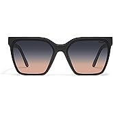 QUAY - Women's Sunglasses, Oversized Square Shades, UV Protected Lenses (Level Up, Matte Black/Black Coral)
