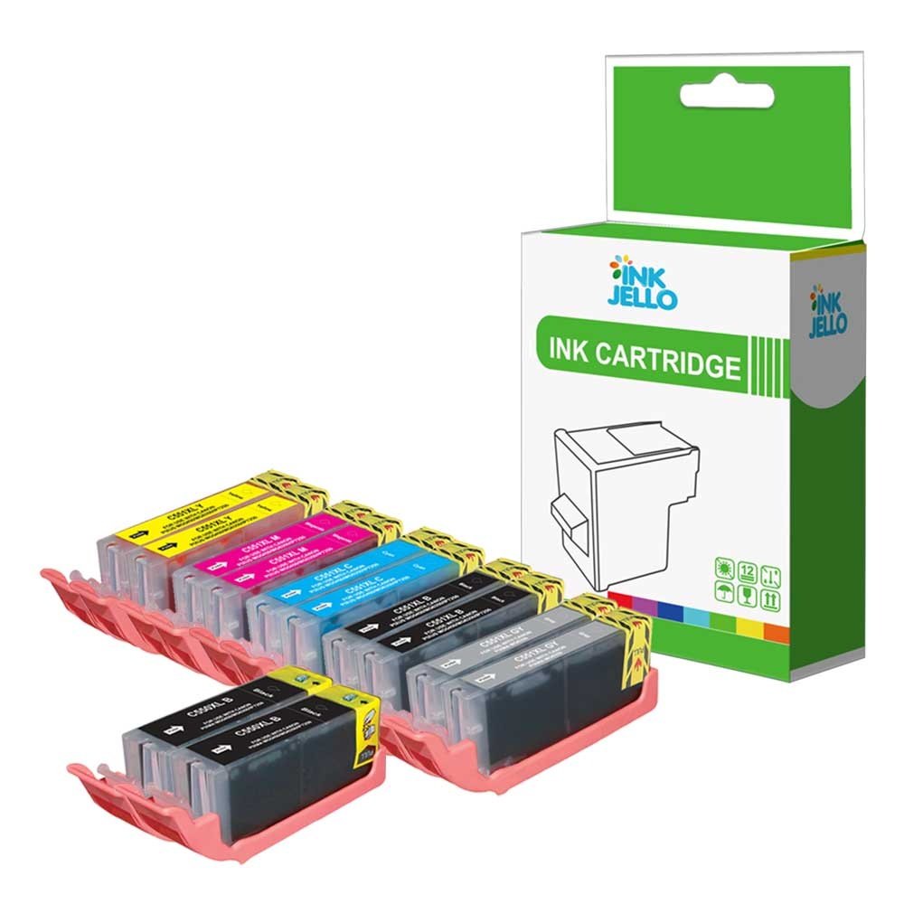InkJello Compatible Ink Cartridge Replacement for Canon Pixma MG6350 MG7150 MG7500 MG7550 PGI550/CLI551 (Black, Photo-Black, Cyan, Magenta, Yellow, Grey, 12-Pack)