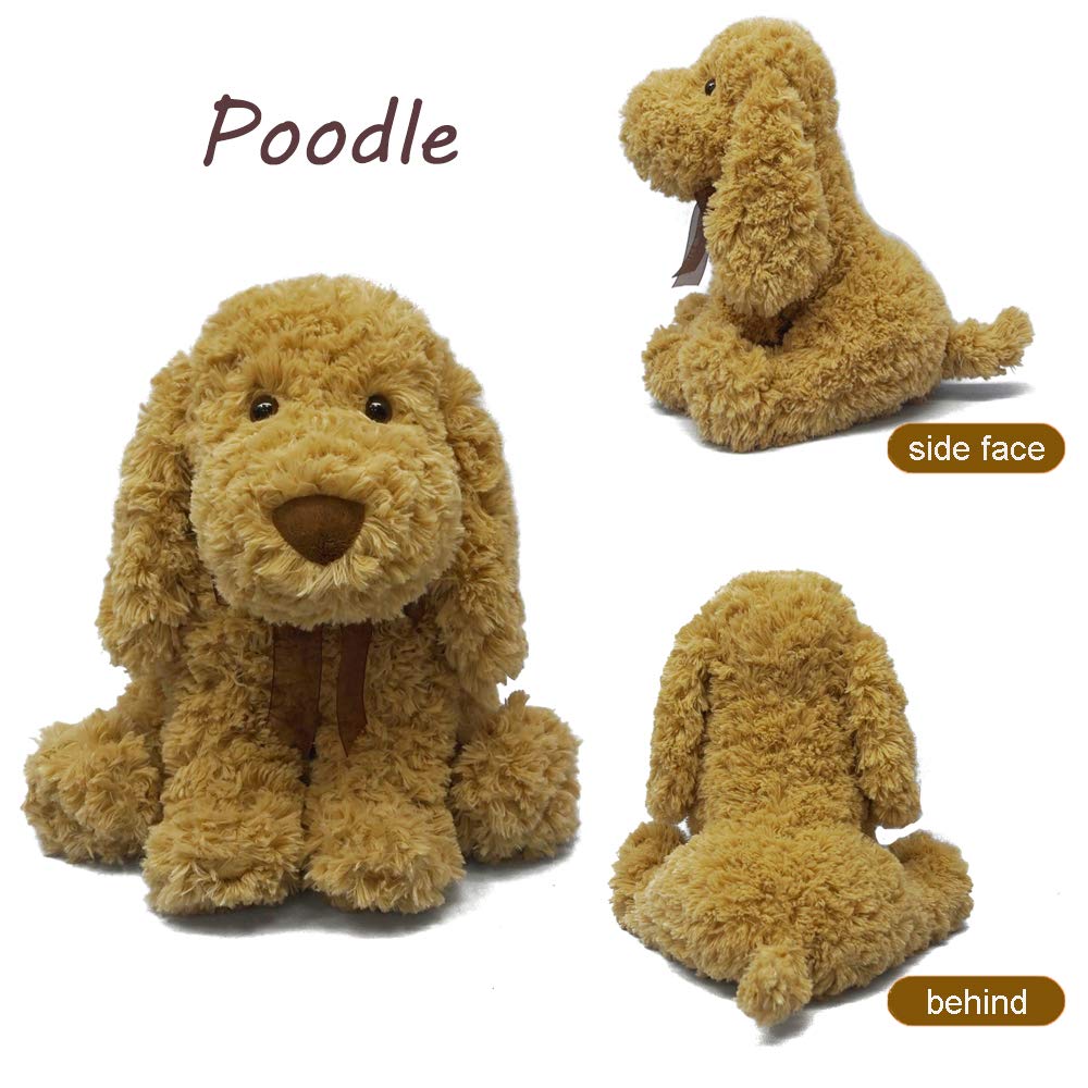 DORE Poodle Plush Animals Stuffed Dogs Flopsie Lovey Toy Light Blue Brown 11\'\'