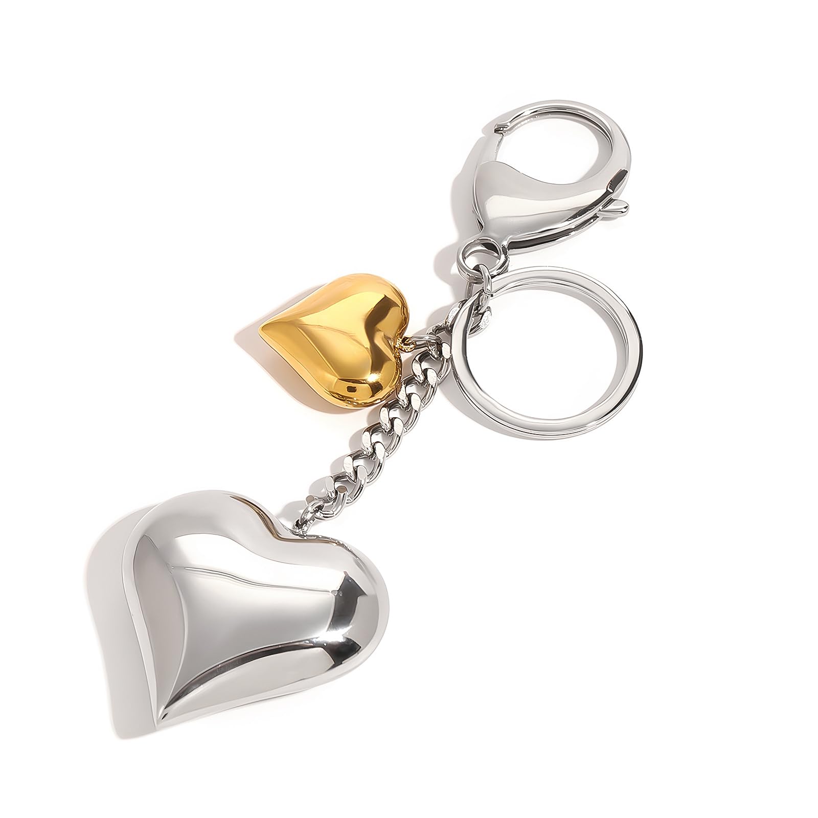 Photo 1 of (MISSING GOLD PC) FAMARINE Heart KeyChain for Women Bagchain Gold Silver Fashion Keychains
