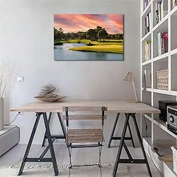 Sunset Golf Course Wall Art for Living Room Bedroom