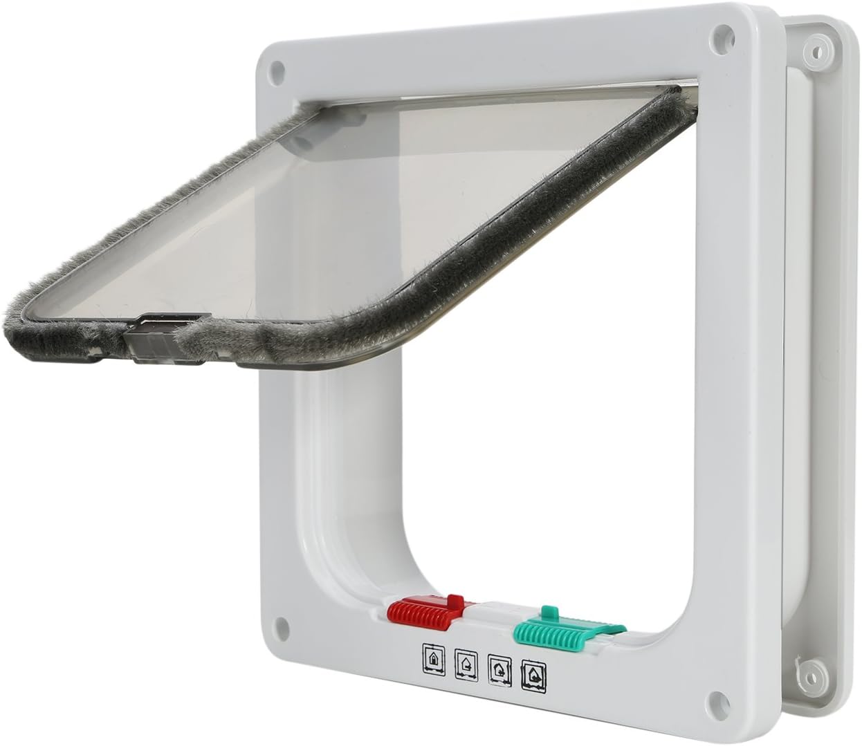 TKOOFN 4-Mode Magnetic Door Flap Lockable for Cat Kitten Dog Puppy Pet Safety Medium white