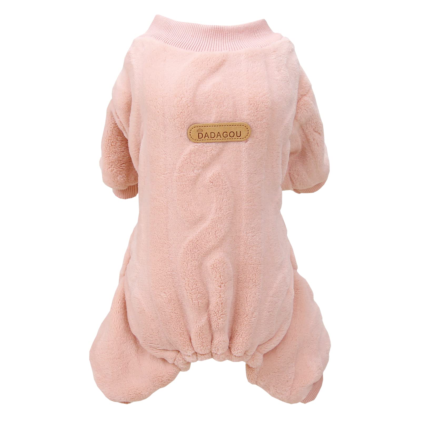 Izefia Dog Sweater Clothes Fleece Woolen Winter Warm Sweat Shirt 4 Legs Jumpsuit Pajamas Twist Print Sweater for Small Dog Medium Cat Pink L