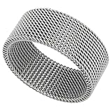 Surgical Stainless Steel 10 mm Mesh Ring Wedding Band, size 9