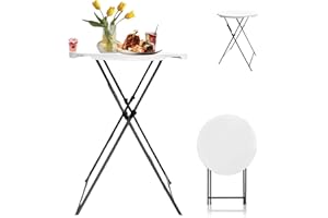 THESEATOP Cocktail Table 32in Round Folding Bar Height with Detachable Legs, HDPE Waterproof Thick Hightop Tall Foldable Bistro Table for Parties, Weddings, Events, Patio, Cafe (White, 1PC)