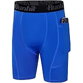 Runhit Youth Boys' Compression Shorts,Boys Performance Athletic Base Layers Underwear Sports Shorts Side Pocket
