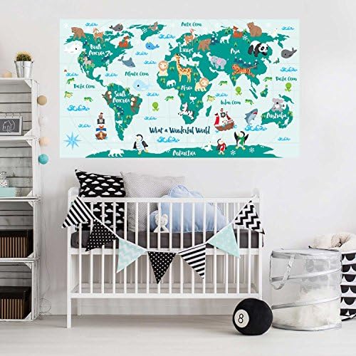 Chromantics What a Wonderful World Map Decal - Animal World Map Decal for Kids