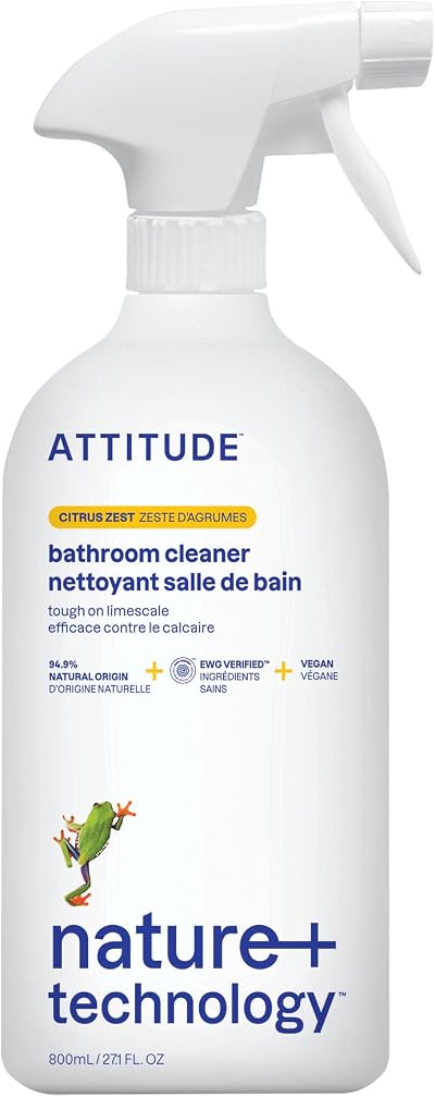 ATTITUDE Bathroom Cleaner Spray, EWG Verified, Citrus Zest, 800 mL