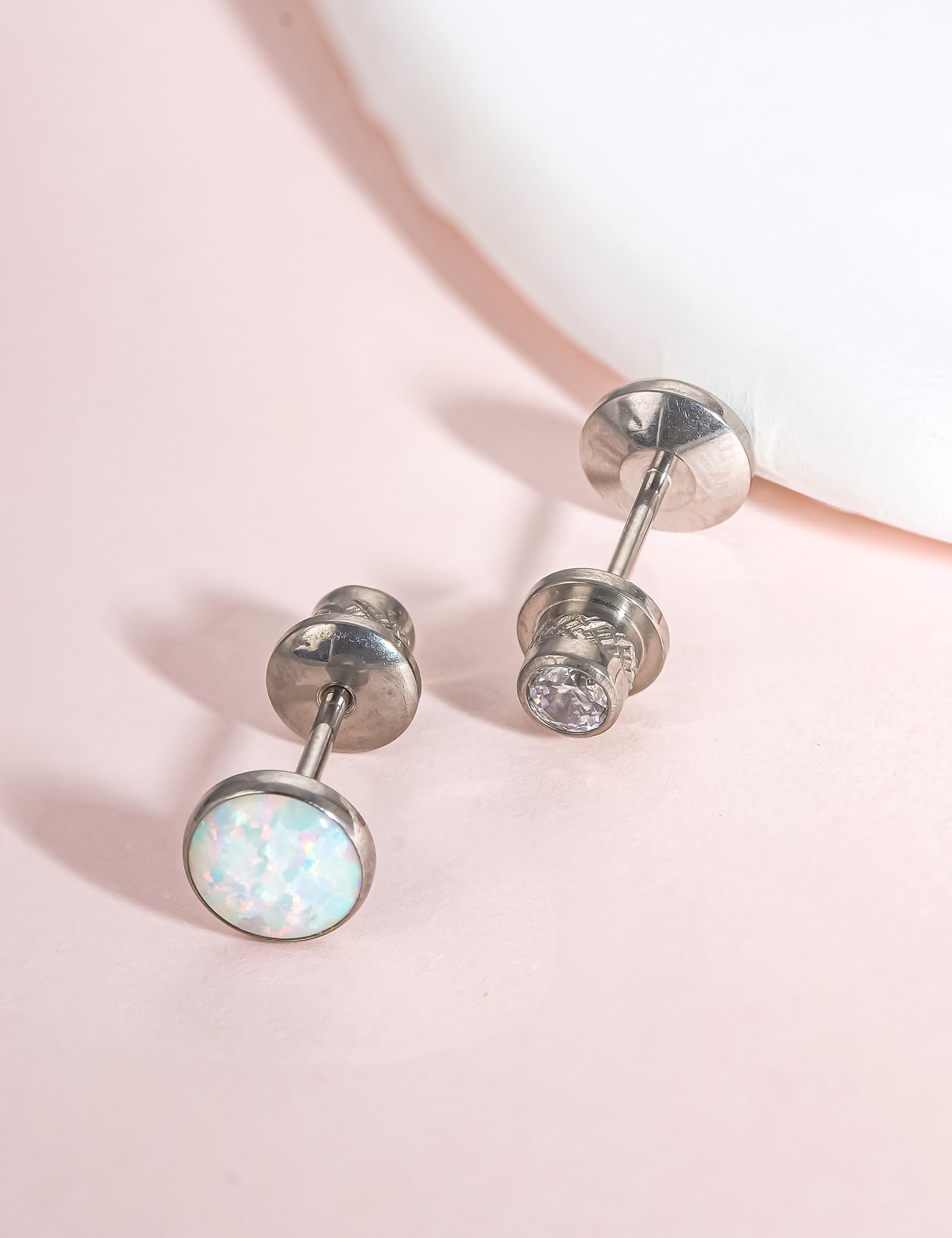 limerencia Hypoallergenic G23 Implant Grade Titanium Screw Back Earrings Tragus 20G Helix F136 Piercing Post for Sensitive Ears Cartilage
