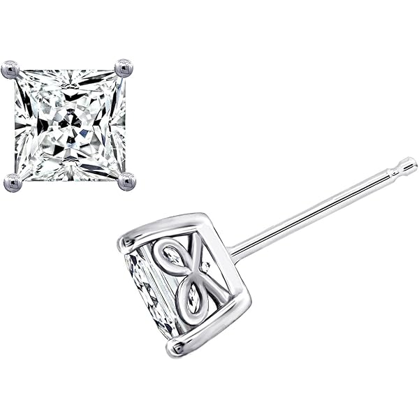 Princess Cut Black Cubic Zirconia Stud Earrings In 925 Sterling - Foto 3