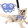 3 Pack Sugar Glider Harness and Leash Set Small Animal Training Walking Vest for Squirrel Hamster Rat Blue