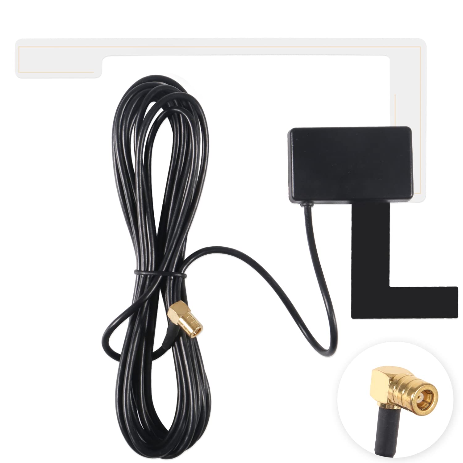 Dealikee for DAB Car Aerial DAB+ Replacement Antenna SMB Adapter Right Angle Antenna Digtial Car Radio Glass Windscreen Mount Antenna with 3M 9.8ft Cable.