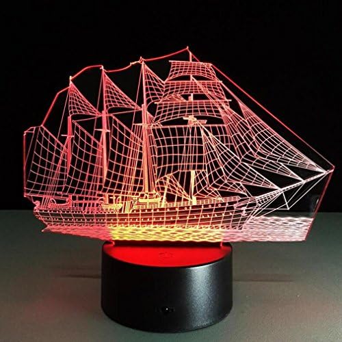 CARYY 3D LED Illusion Lamp, 7 Colors Change Remote Control Visual Light, Optical Sailing Night Light, Decoration Atmosphere Table Lamps, Children Christmas Gifts