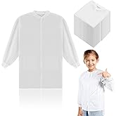 Jeyiour 20 Pack Disposable Lab Coats for Kids White Scientist Costume Kids Lab Coat Scientist Bulk Toddler Doctor Costume with Elastic Knit Cuffs for Children Halloween Christmas Cosplay Party, Medium