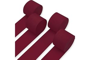 PartyWoo Burgundy Crepe Paper Streamers 4pcs 328ft Pack of Maroon Crepe Paper Streamers for Graduation Wedding Engagement Bir