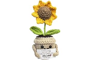 Mini Birthday Gifts for Mom, Mom Gifts from Daughters and Son, Handmade Crochet Cute Small Sunflower Gifts, Gift for Mom from