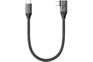 Silkland Short Right Angle [1FT/0.3M] USB 4 Cable for Thunderbolt 4, 40Gbps Data Sync, 8K/5K@60Hz, 240W Charging, 90 Degree U