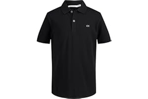 Calvin Klein Boys Short Sleeve Micro Pique Solid Polo, Button Closure, Soft & Comfortable