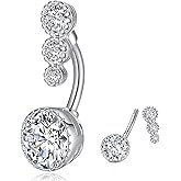 ORANGELOVE G23 Titanium 14G CZ Belly Button Rings for Women Cubic Zirconia Belly Ring Navel Ring Barbell Piercing Jewelry 14 Gauge 8mm 10mm 12mm 14mm