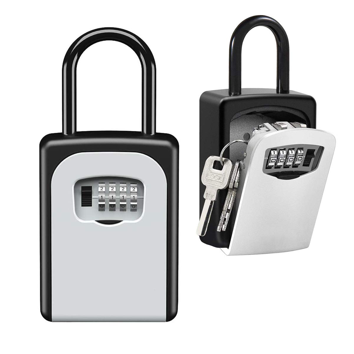 Key Lock Box Wall Mounted, Portable Lock Box for House Key, 5 Key Capacity, Weatherproof Resettable Code House Key Safe Security Lock Box for Outside Realtors Garage Spare