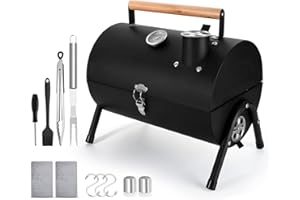 Portable Charcoal Grill Set of 12, Leonyo Tabletop Charcoal Grills, Compact Small BBQ Grill with Griddle Accessories for Outdoor Camping, Patio, Backyard, Beach, RV Traveling