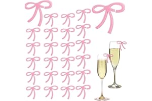 Ljxyloog Bow Drink Marker, Bowknot Wine Glass Charms Acrylic Trendy Drink Tag Accessory for Birthday Wedding Bachelorette Par