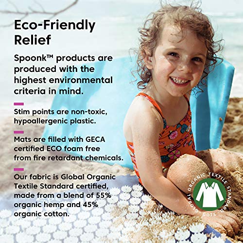 Spoonk Acupressure Eco Mat, Pagoda Blue - Includes Sling Bag - Back & Neck Massager - Makes A Great Travel Pillow - Stress & Muscle Relief - Sleep Aid - Relaxation Kit - Made with Cotton - Image 6