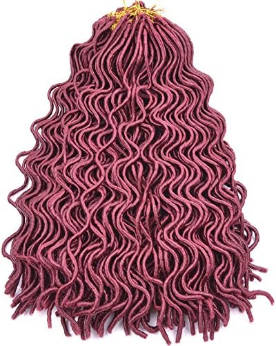 Wavy Faux Locs Goddess Crochet Hair Braids 18inch 3packs Curly Braided Dreadlocks Extensions Synthetic Crochet Braiding Hair(18inch, #Bug)
