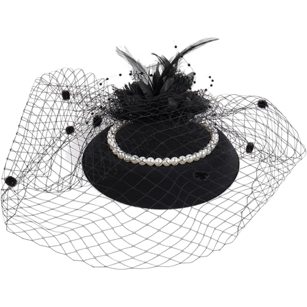 Kefley Black Birdcage Veil Headband with Rhinestones 