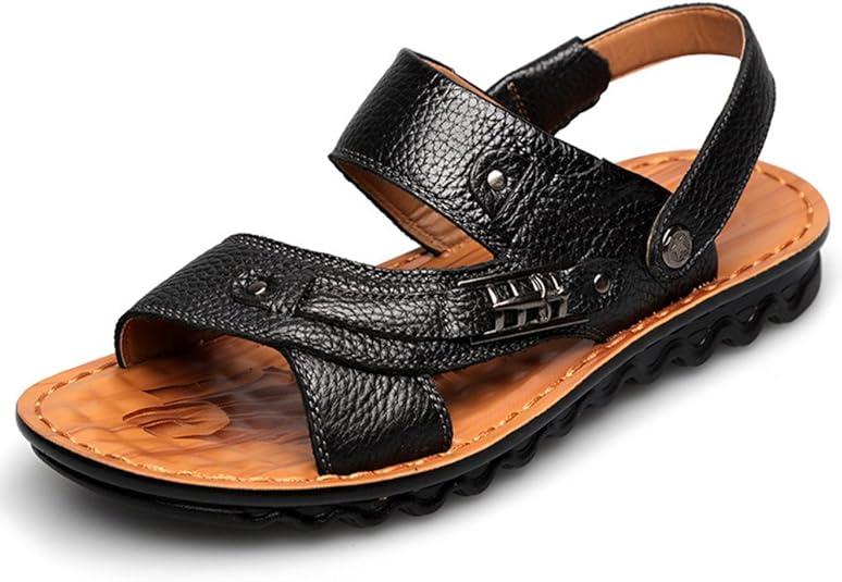 Amazon.com | Mubeuo Mens Cool Leather Casual Outdoor Summer Sandals Black 40 6.5 D(M) US | Sandals