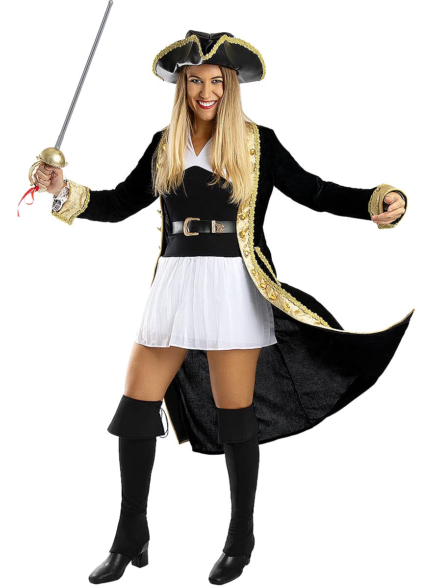 Funidelia | Deluxe Pirate Costume Colonial Collection for woman Corsair, Buccaneer - Costume for adults accessory fancy dress & props for Halloween, carnival & parties - Size S - Black