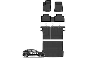 Wayhigh-All Weather Floor Mats & Cargo Liner and Seatback Cargo Set for Nissan Kicks 2025 2026 SV/SR (Not for S) Custom Fit TPE Car Mats Waterproof Heavy Duty Rubber Floor Liners for Kicks Accessories