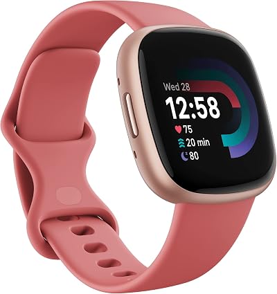 Fitbit Versa 4 Fitness Smartwatch GPS 6-Day Battery Pink Sand Copper Rose