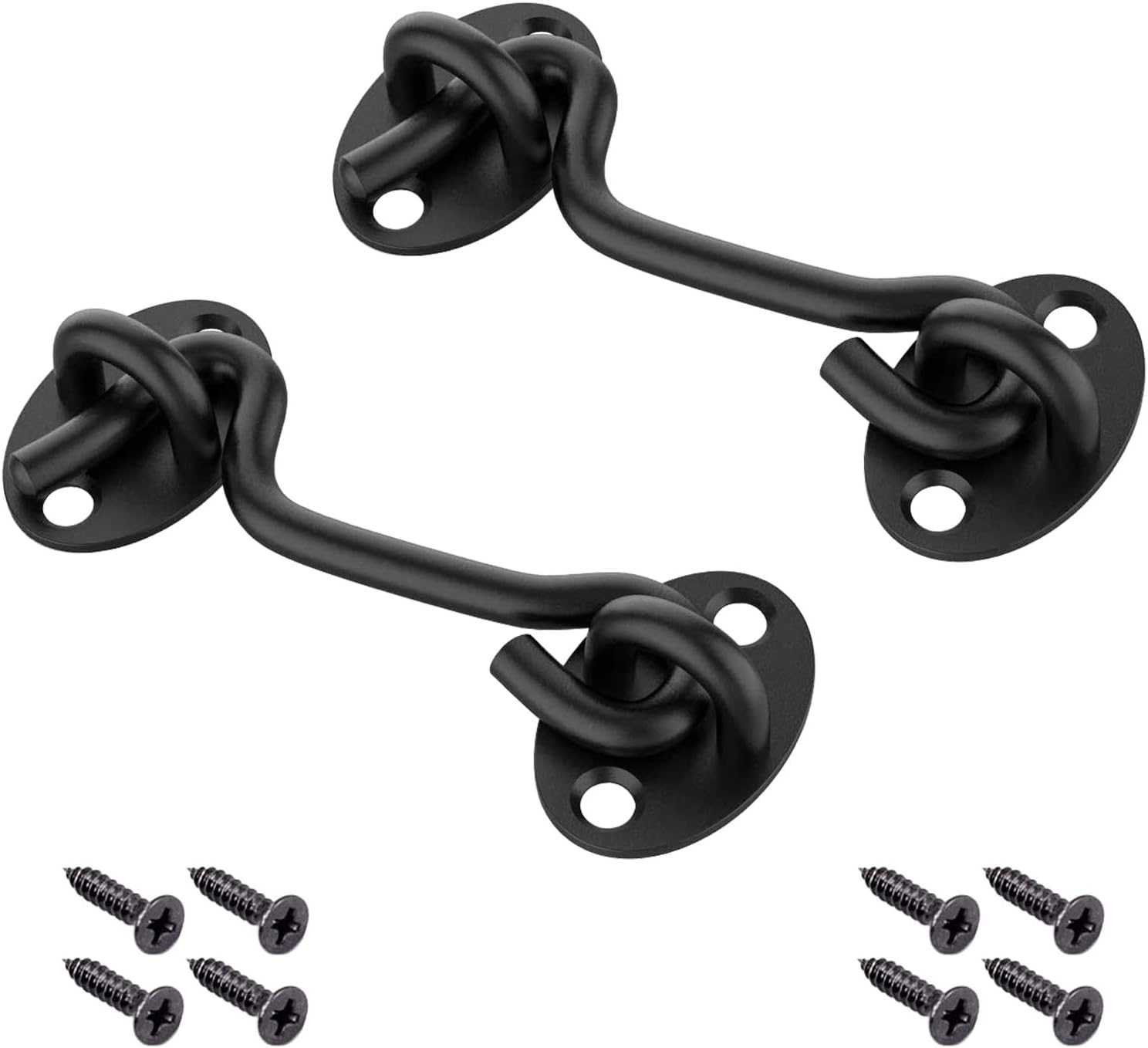 2 Pack Cabin Hook Eye Latch 4 Inch Heavy Duty Lock Hook with Mounting ...