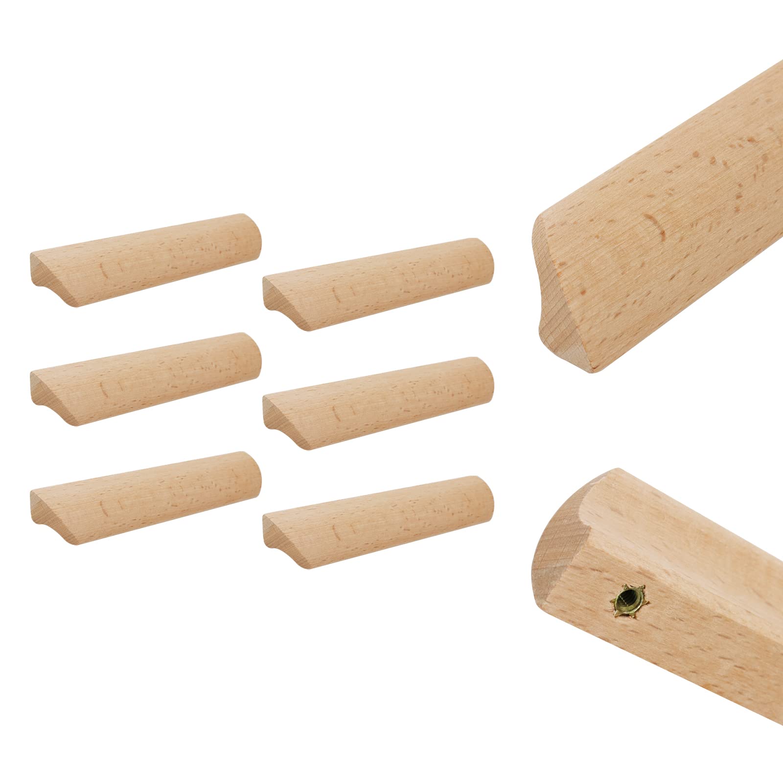 Photo 1 of Tsnamay 6Pcs Unfinished Wood Solid Furniture Pulls Handles,Unfinished Unpainted Paintable Wooden Handles Cupboard Closet Drawer Handle Pull,Length 6.1",Hole Dis.5.04"