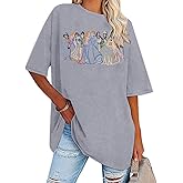 BANGELY Magical Shirt Women Cute Embroidered Magic Princess T-Shirt Family Vacation Shirt Casual Short Sleeve Tee Top