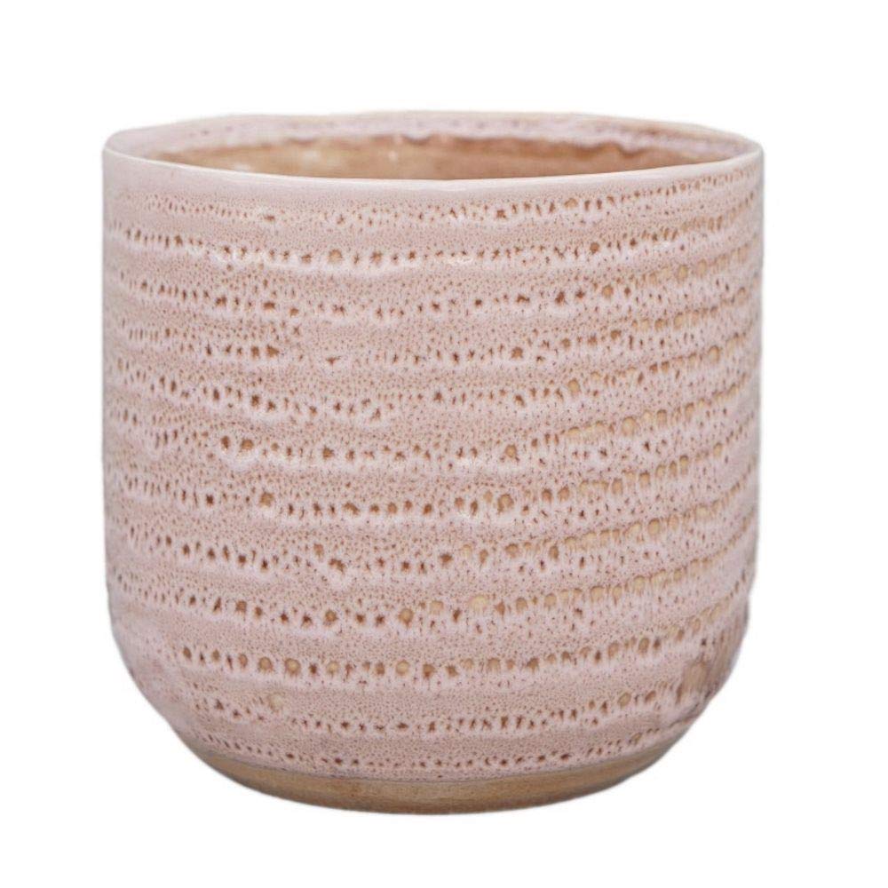 Ivyline Textured Glaze Plant Pot 13cm Dia | Contemporary Glazed Pot with Textured Crackle Design| Indoor Planter Flower Pot for Cacti Succulents and Small House Plants (Morganite)