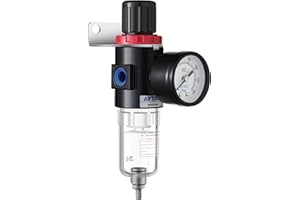 AIRVEXALON Compressed Air Pressure Filter Regulator Airtac AFR2000 1/4'' NPT 0-140 PSI Combo Piggybac Adjustable,Bracket,Gauge Semi-Auto Drain