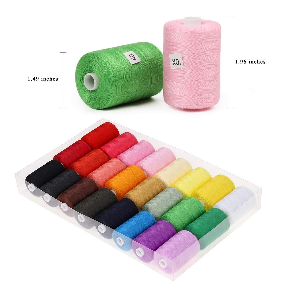 NEX Sewing Thread 24 Spools, 1000 Yards Each Cotton Thread Kit for Hand Stitching & Sewing Machine, Quilting, Embroidery - 24 Colors