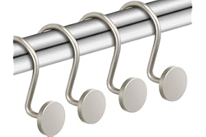 CHICTIE Nickel Shower Curtain Hooks, Rustproof Shower Curtain Rings for Bathroom, Metal Shower Hooks for Shower Curtain Rod, 