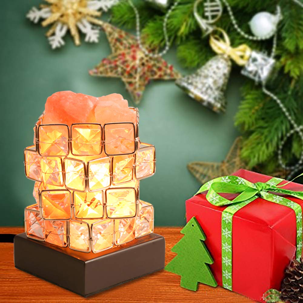 Himalayan Salt Lamp Pink Rock Salt Lamps Night Light,Greenclick Himalayan lonic Natural Salt Crystal Light Lamp With Wooden Base,Dimming Switch & UL-Listed Cord Best Gift Idea