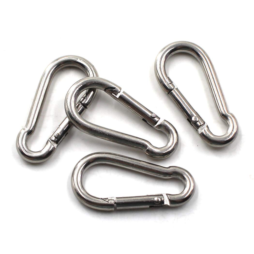 M9 Spring Snap Hook 304 Stainless Steel Climbing Carabiner Clip Heavy Duty Link Hook Keychain Pack Of 4